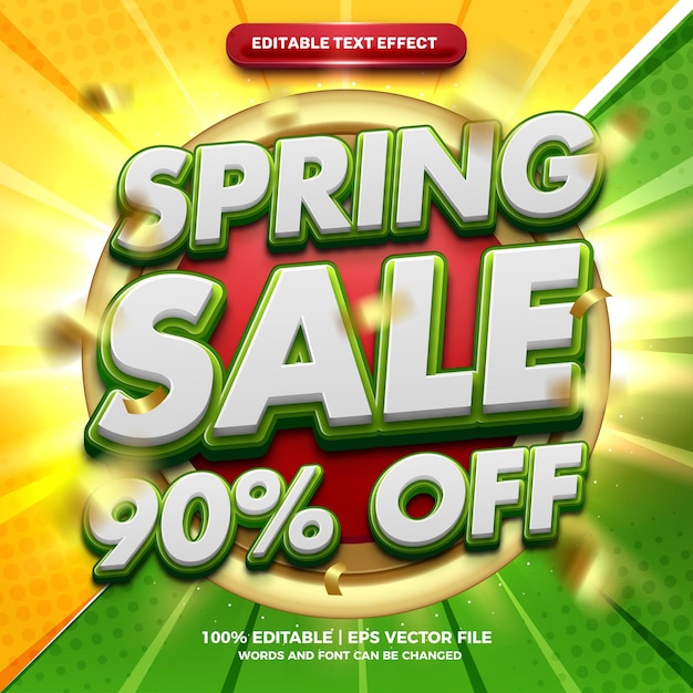 Super Spring sale bold 3d editable text effect