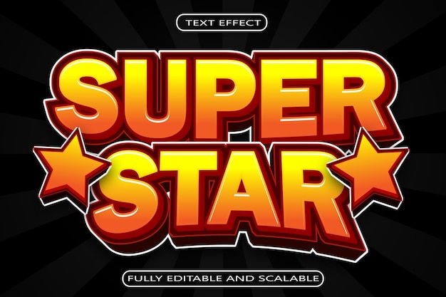 Super star bewerkbaar teksteffect 3-dimensionale reliëf moderne stijl