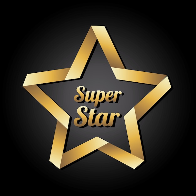 Super star golden over black background vector illustration