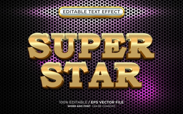 Super Star Vetgedrukte tekststijleffect 3D Elegante gouden kleur
