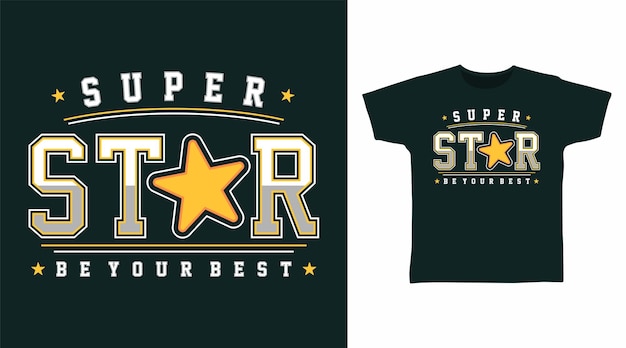 Super ster typografie cartoon t-shirt kunst ontwerp