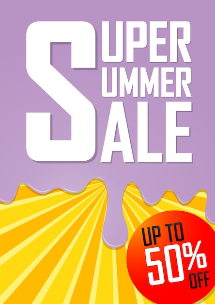 Vector super summer sale met een korting van maximaal 50% op het ontwerp van posters, sjablonen en banners.