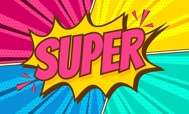 super text in comic pop art style