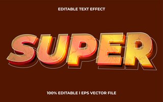 Vector super text effect editable modern lettering typography font style, games 3d text for tittle