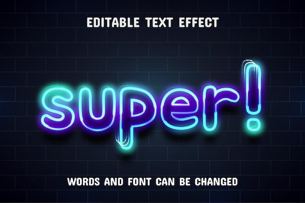 Super text neon text effect editable