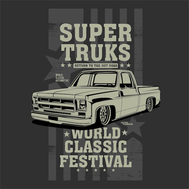 Super truks, custom truck illustration