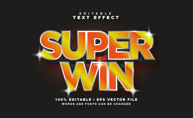 Текстовый эффект Super Win бесплатный вектор EPS