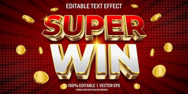 super win vector 3d tekst effect met moderne stijl ontwerp