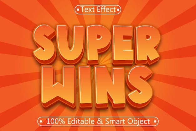 Super Wins Editable Text Effect 3 dimension Emboss Modern Style