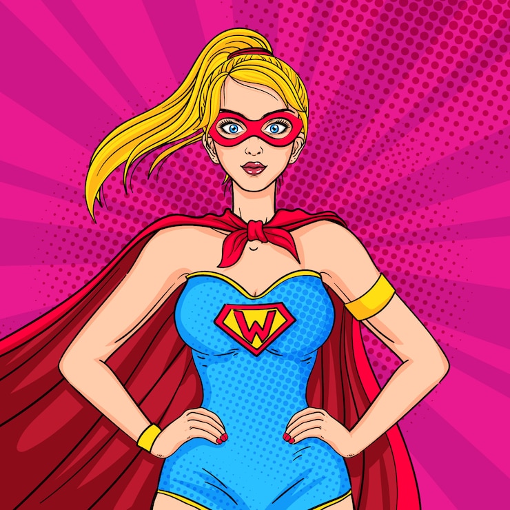 Vector super woman pop art
