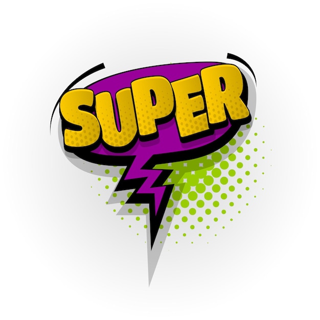 Vector super wow sound comic book text effects template comics speech bubble halftone pop art style