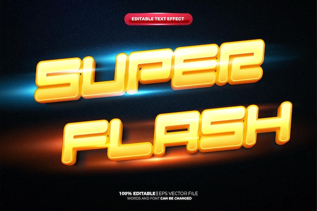 Vector super yellow flash speed 3d editable text effect