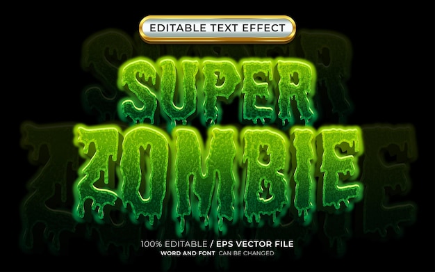 Super zombie 3d editable text effect with horror and scary theme