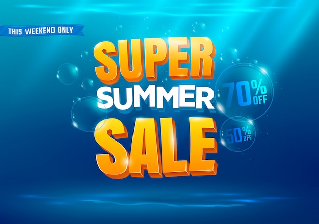 Super zomer verkoop achtergrond met zee illustratie.