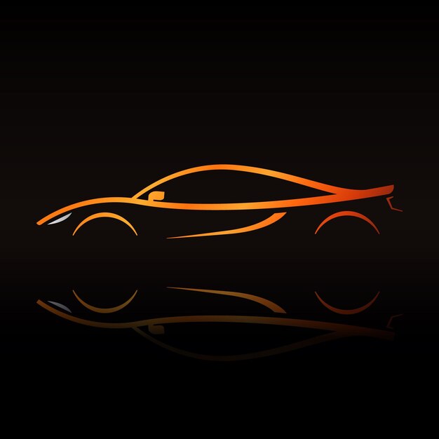 Vector supercar orange outline elegant sign for your company