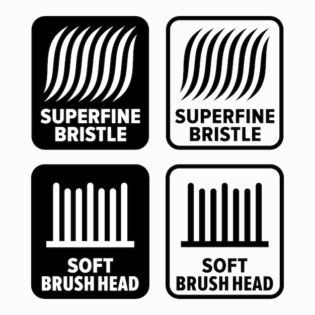 Superfine bristle and Soft Brush Head signs