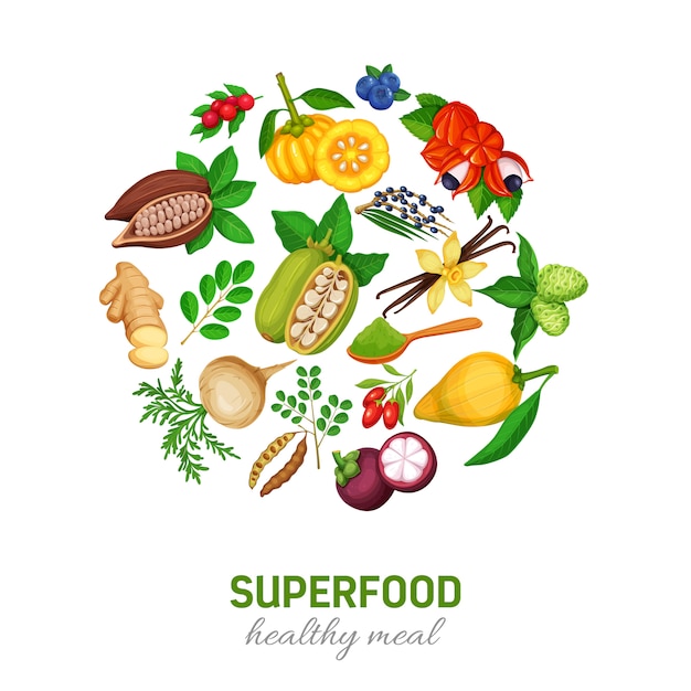 Superfood icons set.