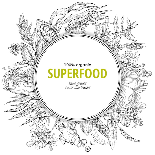 Superfood round frame banner,