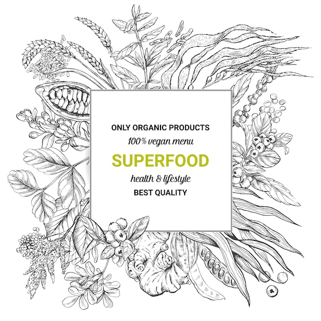 Superfood square frame banner,