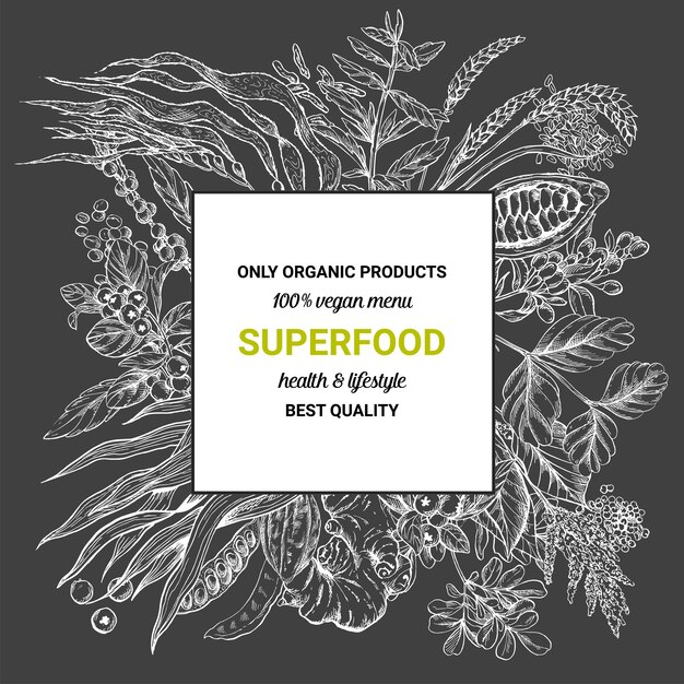 Superfood square frame banner,