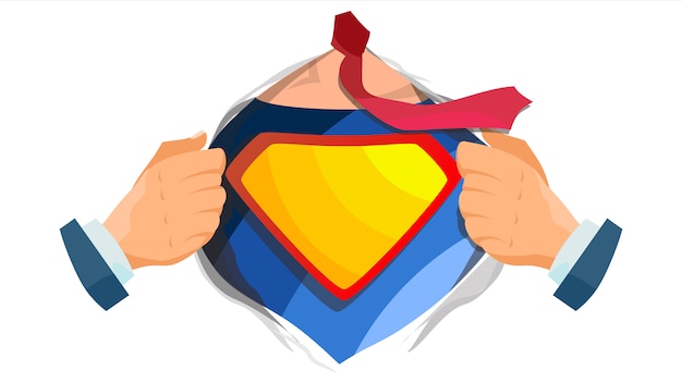 Superheld logo. geel, rood schild.