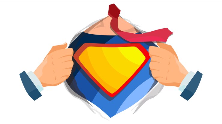 Vector superheld logo. geel, rood schild.