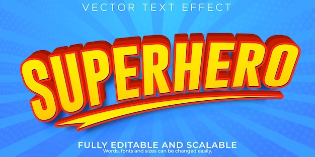 Superheld-teksteffect, bewerkbare cartoon en komische tekststijl