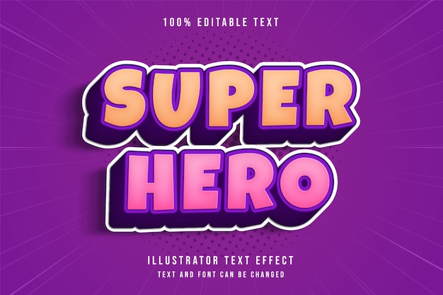 Superhero,3d editable text effect yellow gradation pink purple comic shadow text style