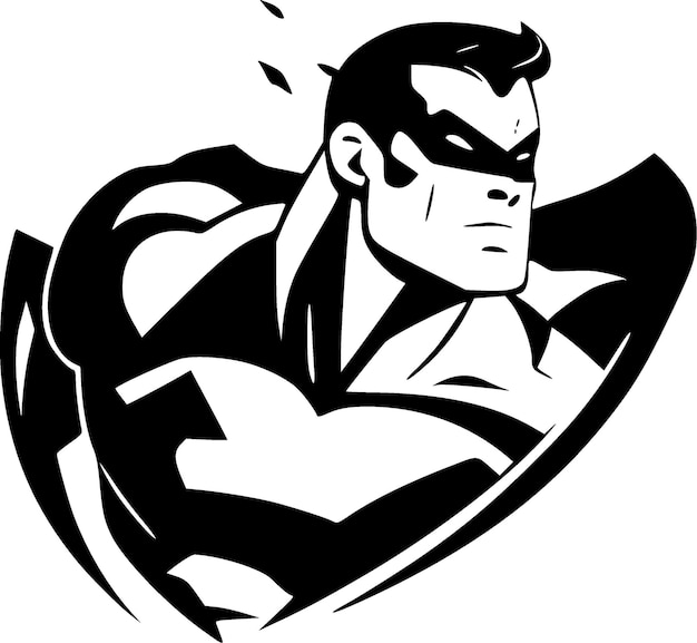 Superhero Black and White Isolated Icon Vector illustration