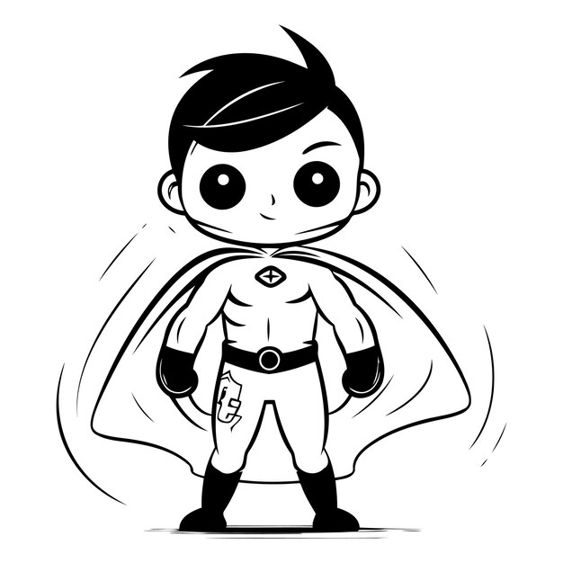 Vector superhero boy cartoon character isolated on white background