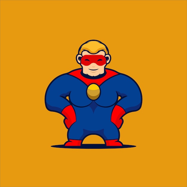 A superhero cartoon character with a yellow background.