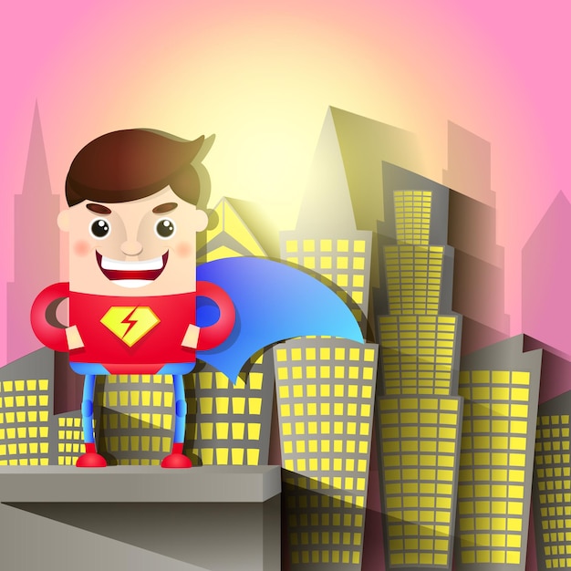 Vector superhero cartoon concept super hero red vector male