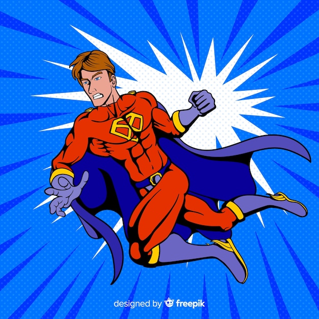 Vector superhero character with pop art style