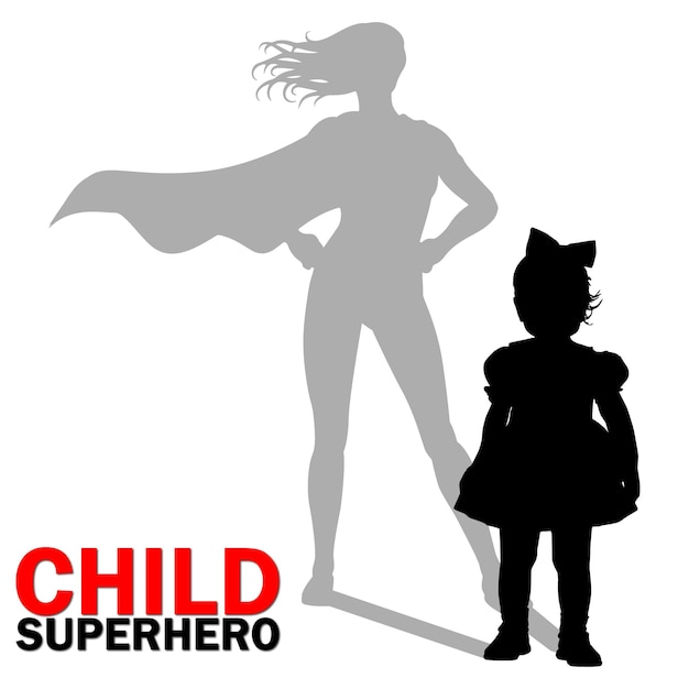 Superhero in child silhouette vector