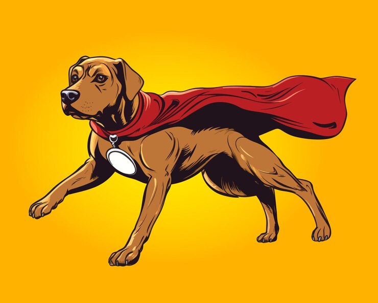 Superhero dog Labrador Retriever with a red cape Vector illustration EPS 10