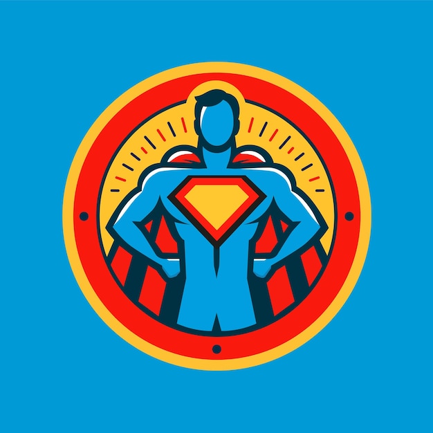 L'icona del supereroe, il logo del super-papà, il logo dell'eroe del super-padre, il super-papá, il giorno dei padri.