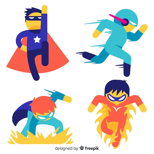 Vector superhero kid collection