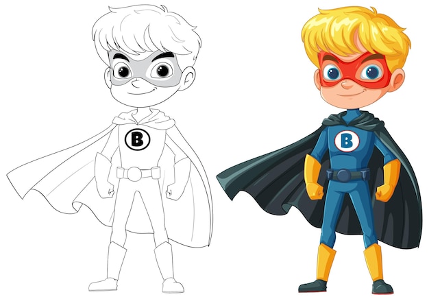 Vettore illustrazione della trasformazione di superhero kid