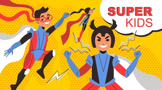 Vector superhero kids comics