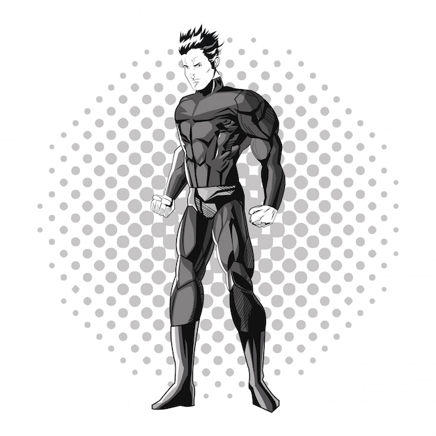 Superhero man cartoon with uniform icon