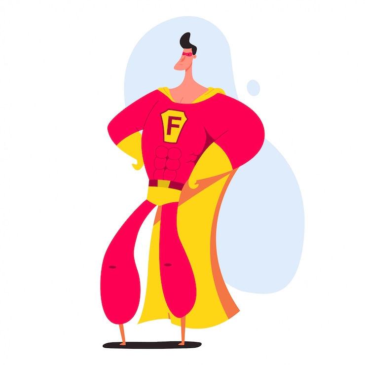 Vector superhero man in mask and cape
