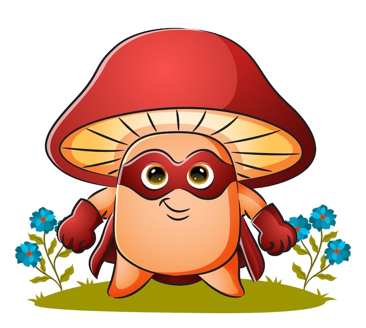 वेक्टर the superhero mushroom is wearing a mask of illustration