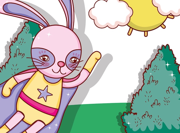 Superhero rabbit cartoon