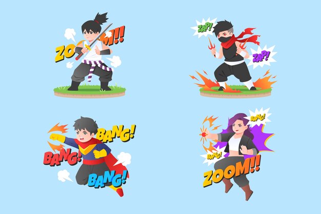 Vector superhero set in flat design