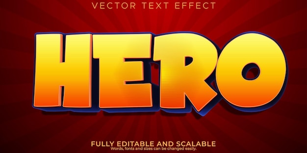 Vector superhero text effect editable cartoon and comic text style