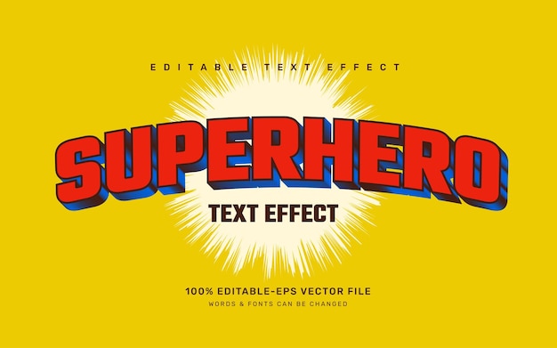 Vettore effetto testo supereroe