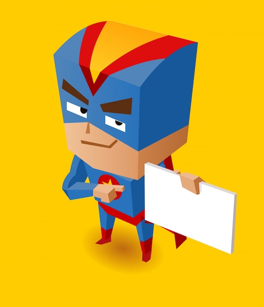 Vector superhero with sign board