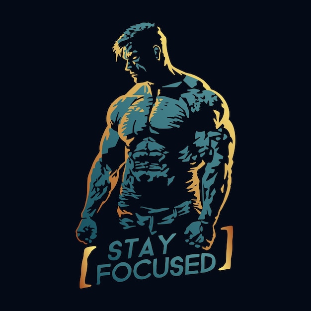 Vector a superhero with the word stay focused on it