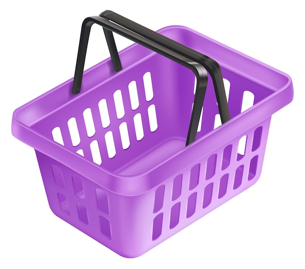 Supermarket basket mockup Realistic color plastic container