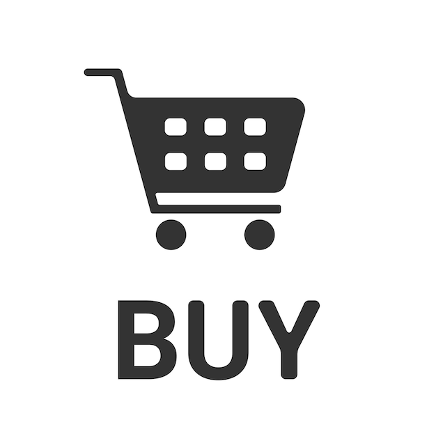 Supermarket cart icon with button to buy